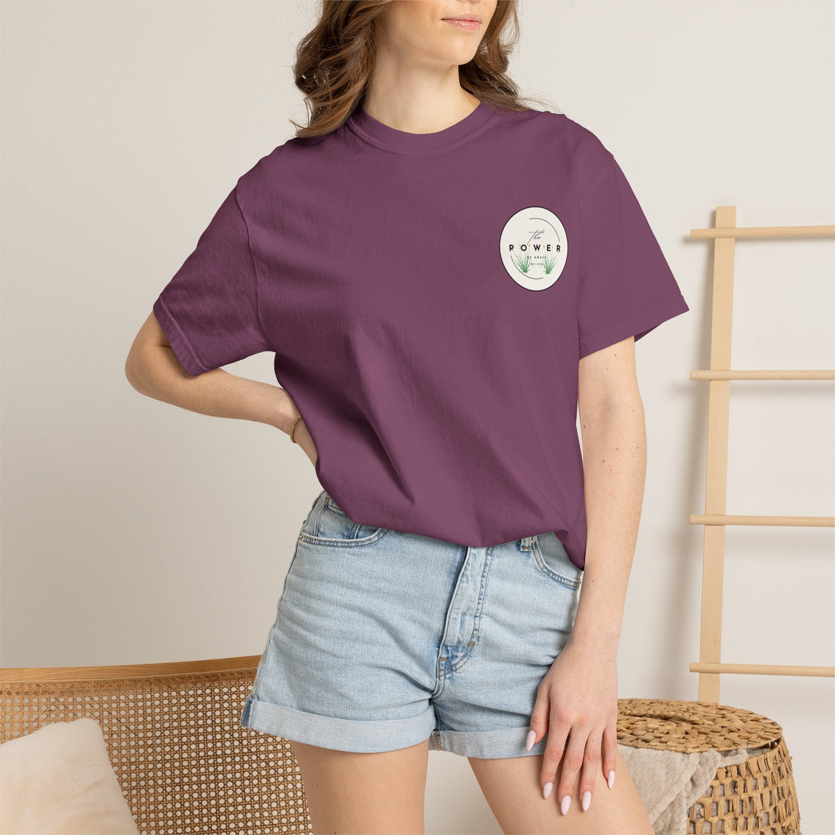 Power of Grass Tee — Left Chest, Garment-Dyed Heavyweight