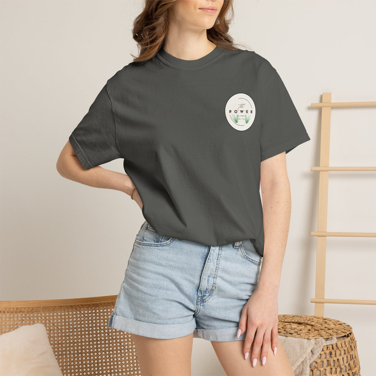 Power of Grass Tee — Left Chest, Garment-Dyed Heavyweight