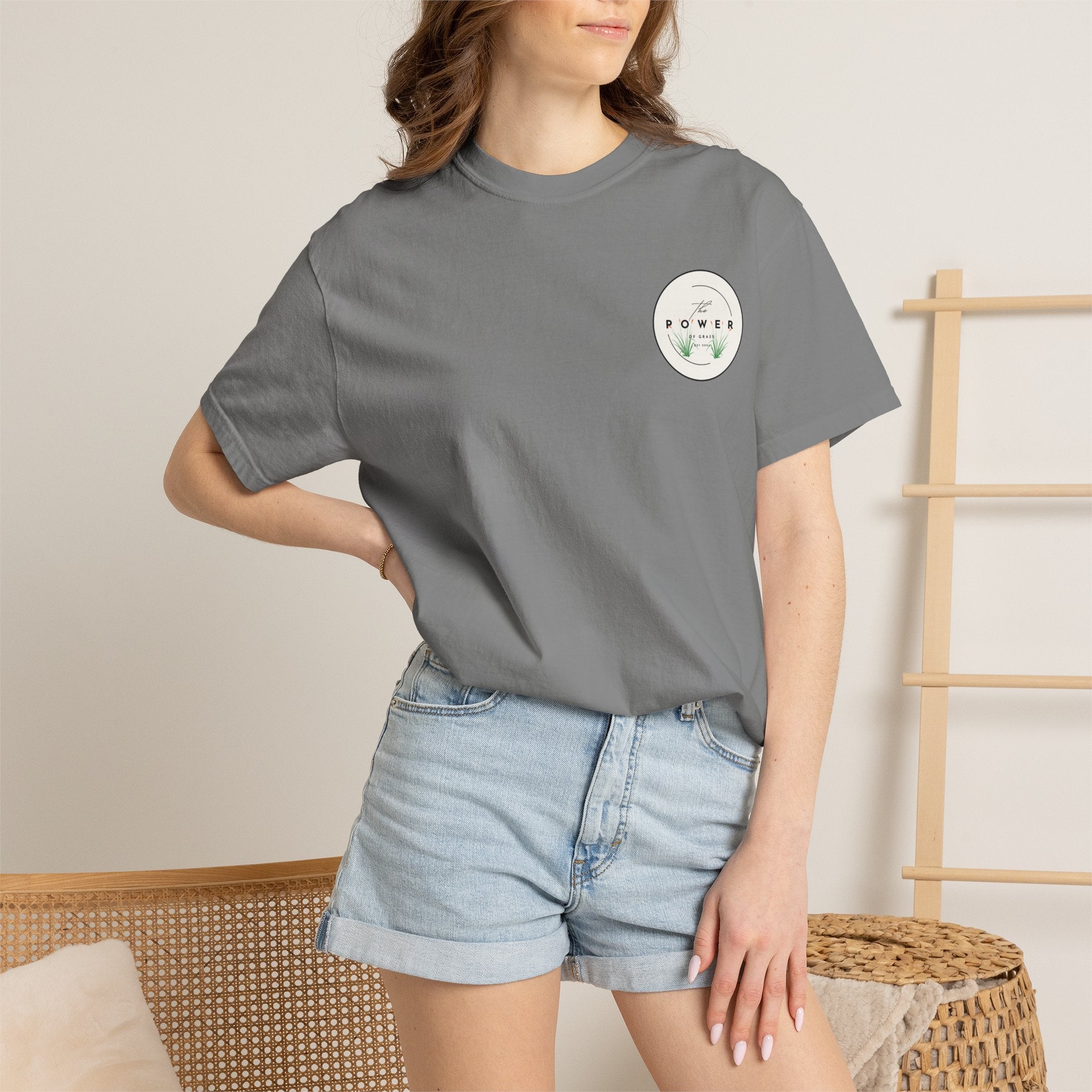 Power of Grass Tee — Left Chest, Garment-Dyed Heavyweight