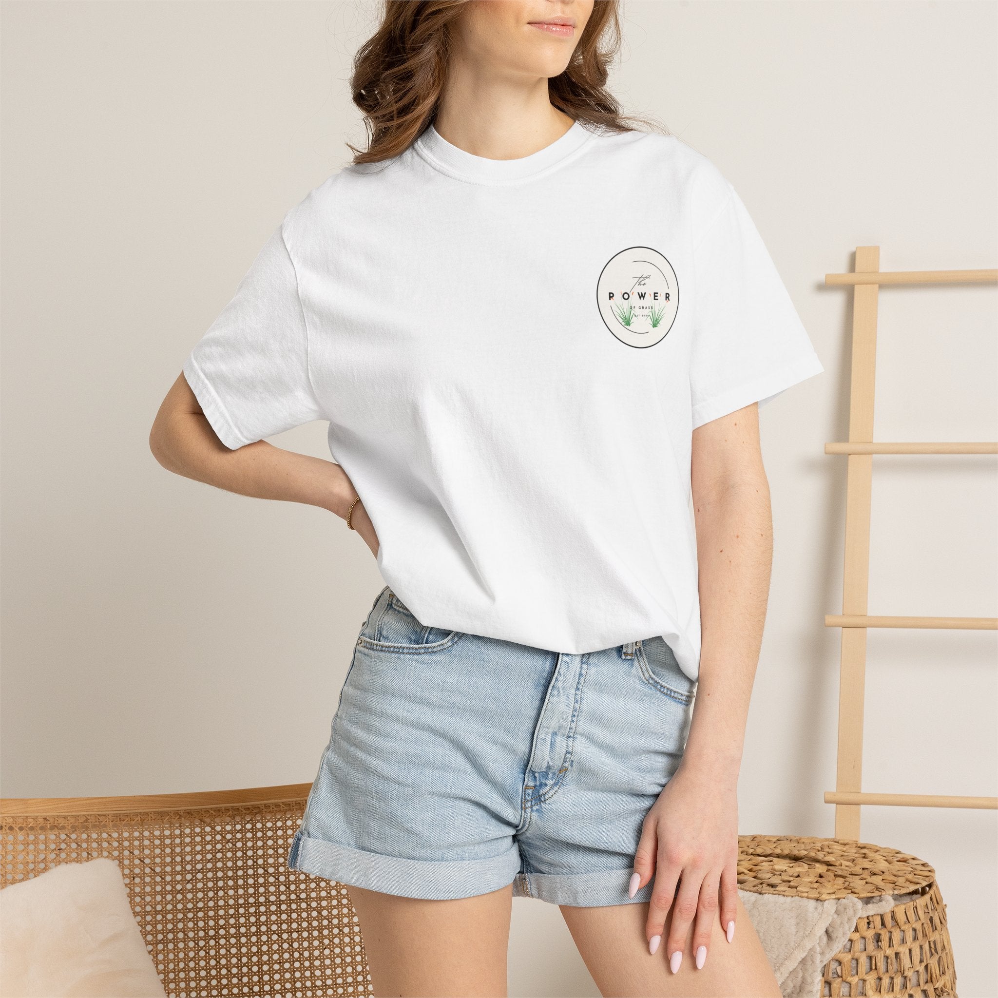 Power of Grass Tee — Left Chest, Garment-Dyed Heavyweight