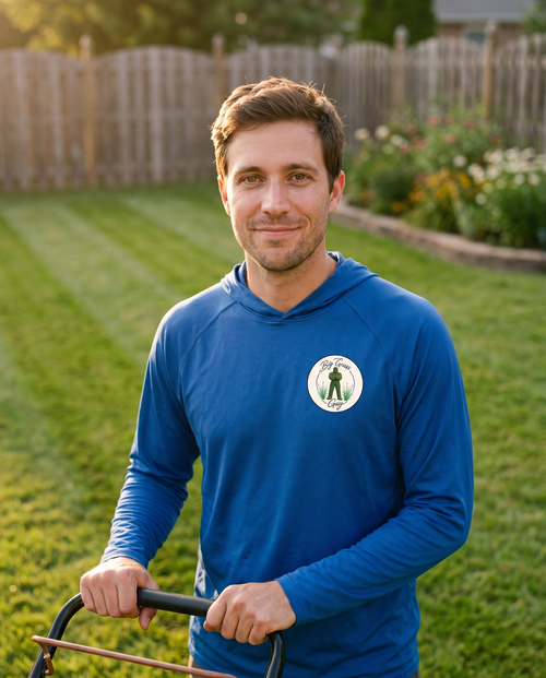 Big Grass Guy Mowing Hoodie — UPF 44+